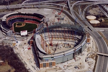 Constructing Miller Park in Milwaukee, WI Milwaukee new used construction equipment dealer: telehandlers, boom lifts, dozers