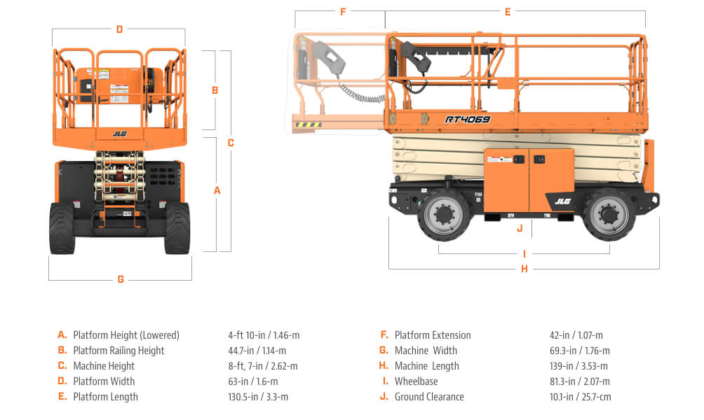 JLG RT4069 Scissor Lift Dimensions